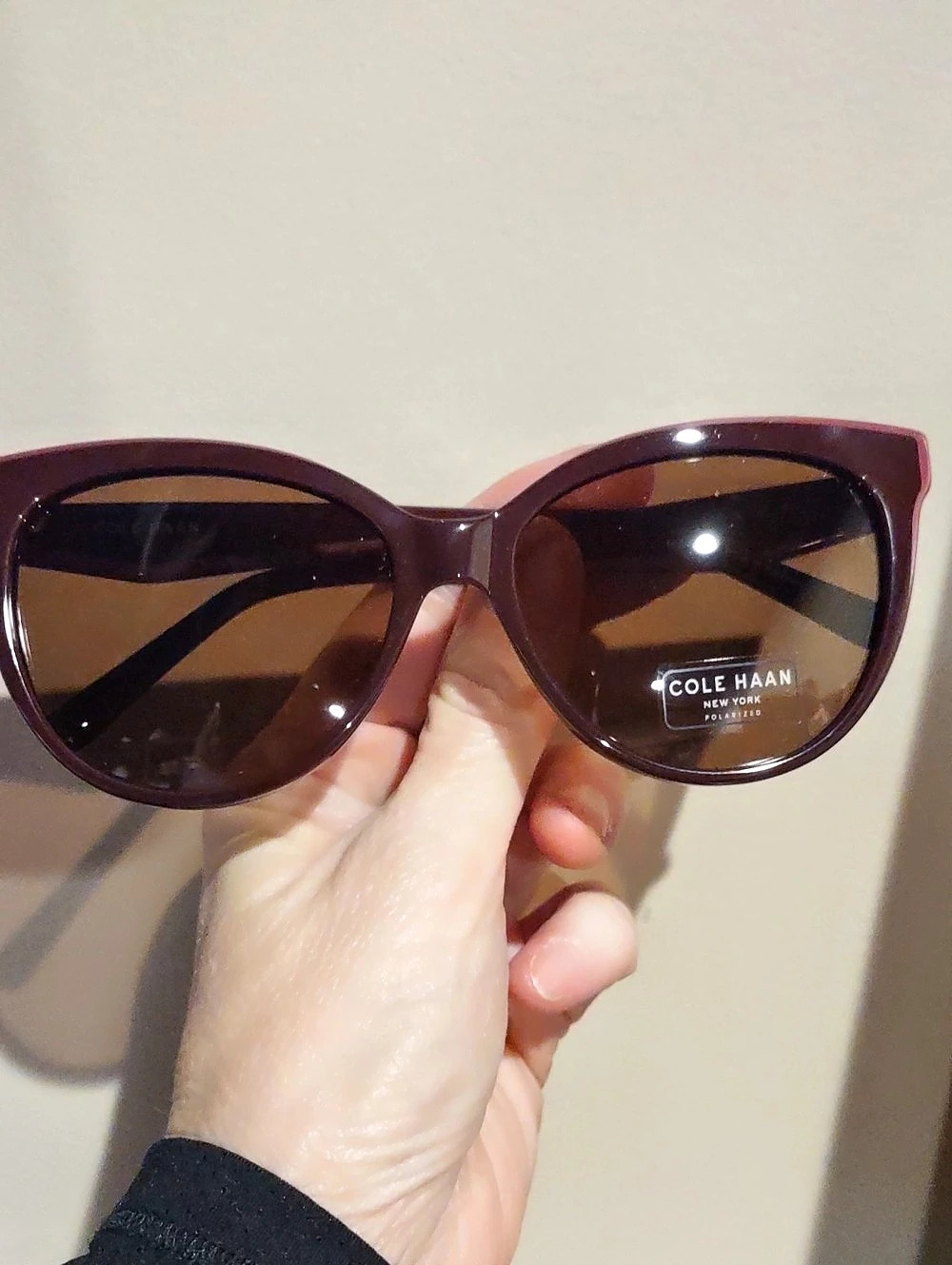 Cole Haan CH7098 Polarized Cat Eye Sunglasses Red & Brown, Nwt